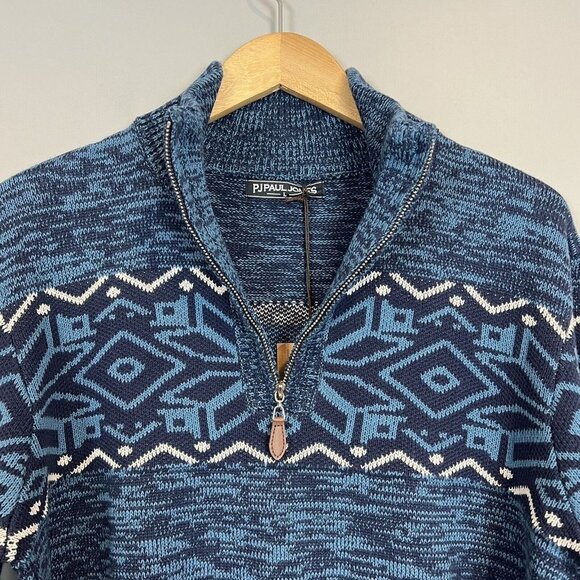 PJ Paul Jones Blue Quarter Zip Sweater Size Large New NWT - Picture 2 of 10